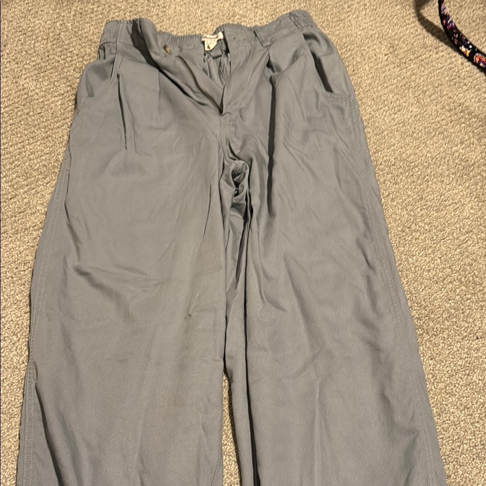 Blue/Gray Madewell Pants with Relaxed Fit and Pleated Waist